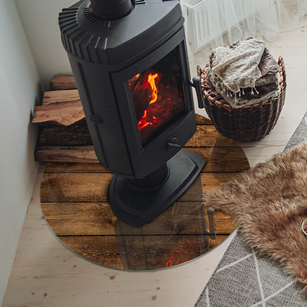 Placă de sticlă rotundă șemineu Fibre naturale ale lemnului