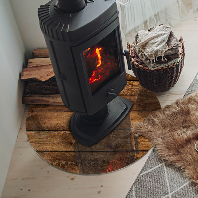 Placă de sticlă rotundă șemineu Fibre naturale ale lemnului