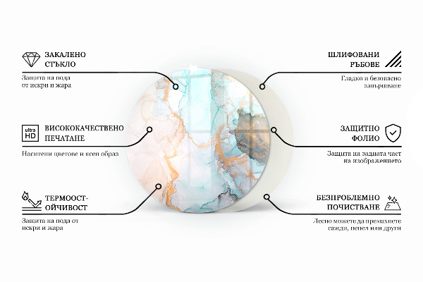 Sticlă rotundă sub sobă Modele de mozaic în plăci