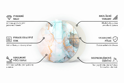 Placă rotundă din sticlă pentru șemineu Modele delicate de frunze