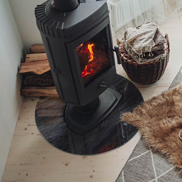 Placă de sticlă rotundă șemineu Modelul structurii stâncoase