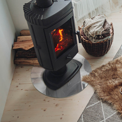 Placă rotundă din sticlă pentru șemineu Abstracție geometrică în forme