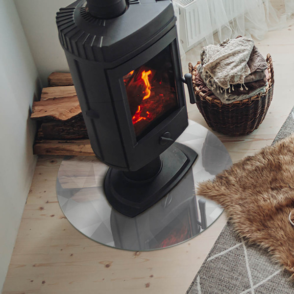 Placă rotundă din sticlă pentru șemineu Abstracție geometrică în forme