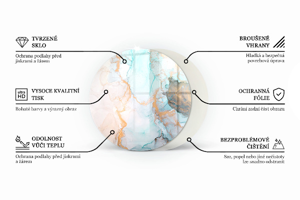 Placă rotundă din sticlă pentru șemineu Model de forme tridimensionale
