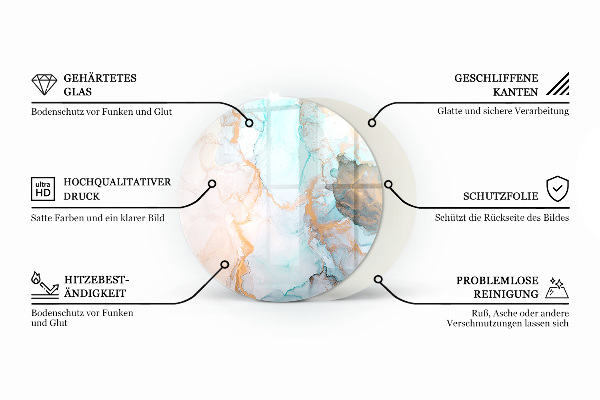 Placă rotundă din sticlă pentru șemineu Model de forme tridimensionale