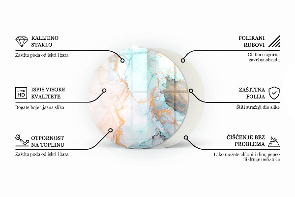 Placă rotundă din sticlă pentru șemineu Model de forme tridimensionale