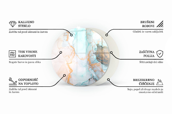 Placă rotundă din sticlă pentru șemineu Model de forme tridimensionale