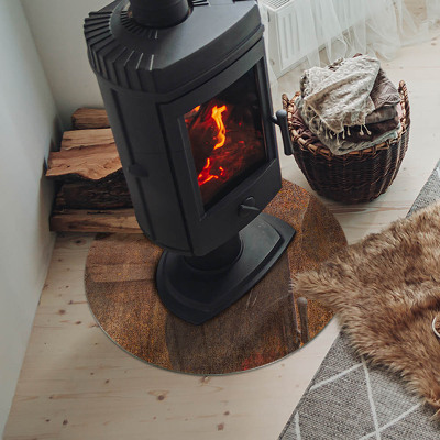 Placă de sticlă rotundă șemineu Model ruginit pe fundal