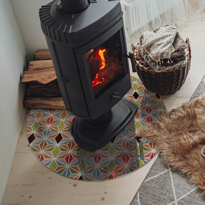 Placă rotundă din sticlă pentru șemineu Modele poligonale pe web