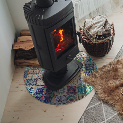 Placă de sticlă rotundă șemineu Modele decorative mozaicate