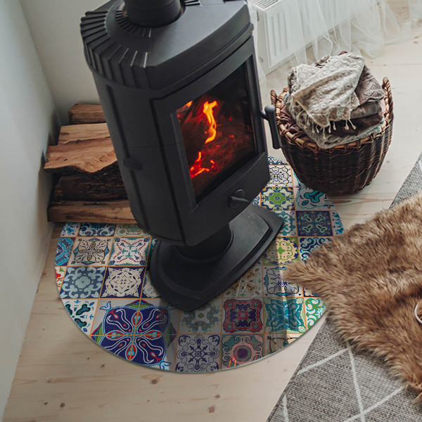 Placă de sticlă rotundă șemineu Modele decorative mozaicate