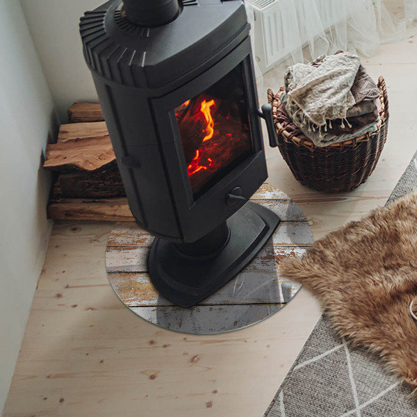 Placă de sticlă rotundă șemineu Placă de lemn ruginită