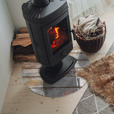 Placă de sticlă rotundă șemineu Placă de lemn ruginită