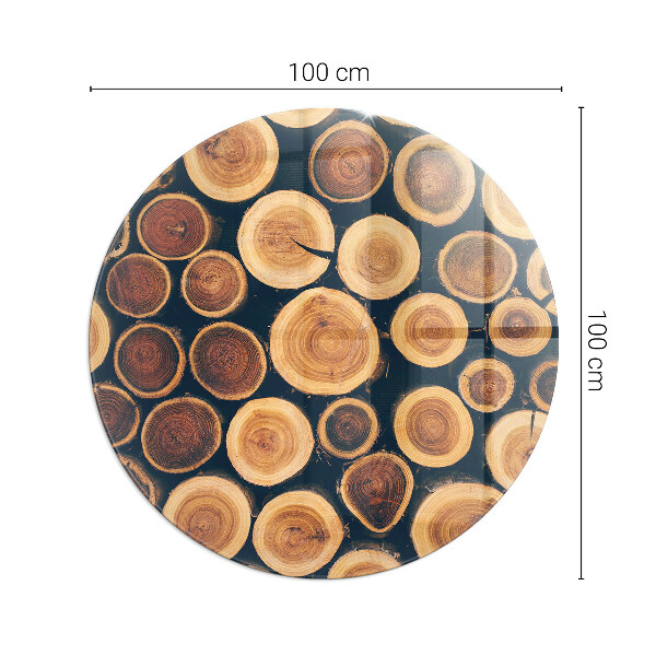 Sticlă rotundă sub sobă Cutie cu ramă de lemn