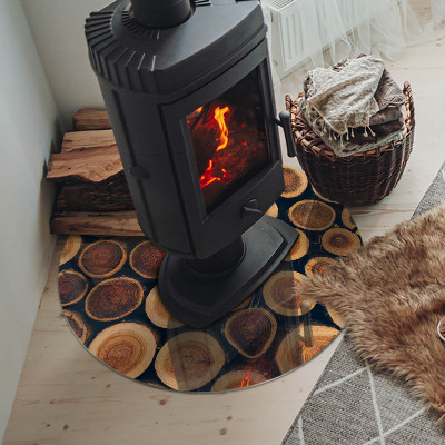 Sticlă rotundă sub sobă Cutie cu ramă de lemn