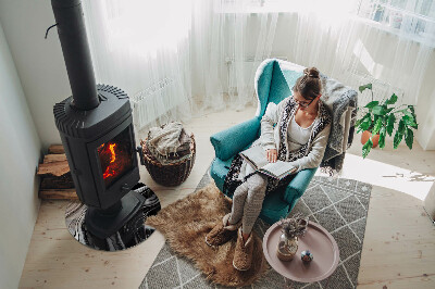 Placă de sticlă rotundă șemineu Modele abstracte ondulate și liniare