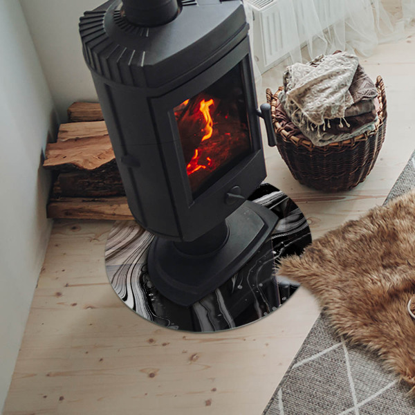 Placă de sticlă rotundă șemineu Modele abstracte ondulate și liniare