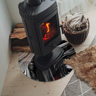 Placă de sticlă rotundă șemineu Modele abstracte ondulate și liniare