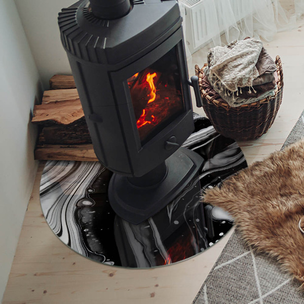 Placă de sticlă rotundă șemineu Modele abstracte ondulate și liniare