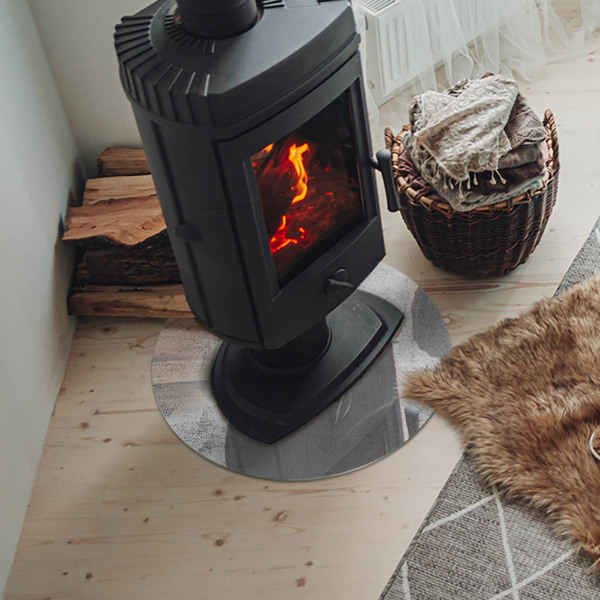 Sticlă rotundă sub sobă Textură de beton într-un stil brut