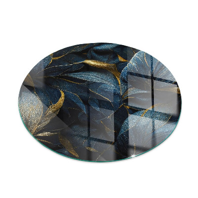 Placă rotundă din sticlă pentru șemineu Frunze elegante în structură
