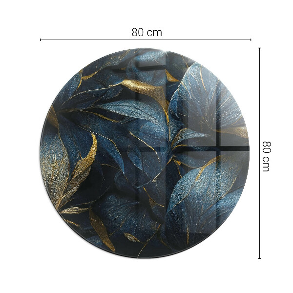 Placă rotundă din sticlă pentru șemineu Frunze elegante în structură