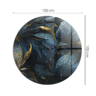 Placă rotundă din sticlă pentru șemineu Frunze elegante în structură
