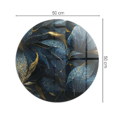 Placă rotundă din sticlă pentru șemineu Frunze elegante în structură