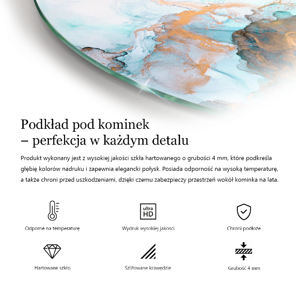 Placă de sticlă rotundă șemineu Motiv abstract fluid