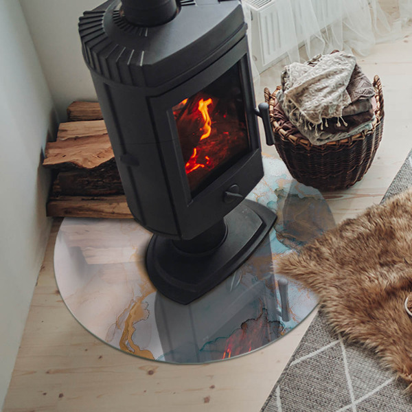 Placă de sticlă rotundă șemineu Motiv abstract fluid