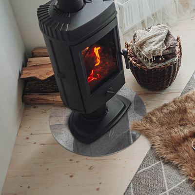 Placă rotundă din sticlă pentru șemineu Beton brut în stil minimalist