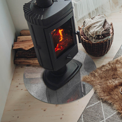 Placă rotundă din sticlă pentru șemineu Beton brut în stil minimalist