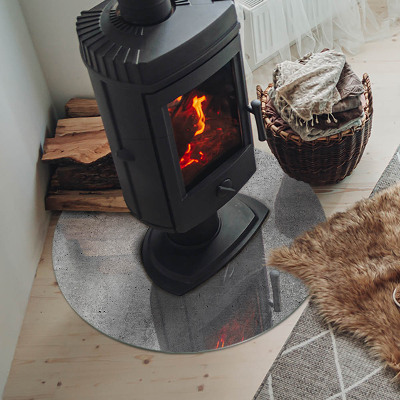 Placă rotundă din sticlă pentru șemineu Beton brut în stil minimalist