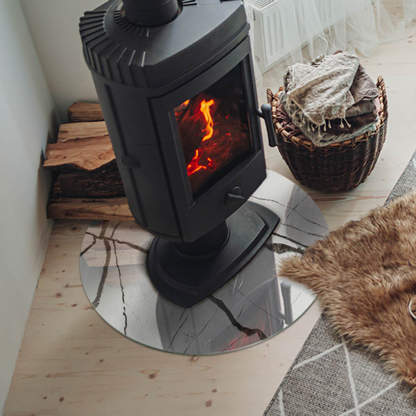 Sticlă rotundă sub sobă Vene de marmură într-un stil elegant