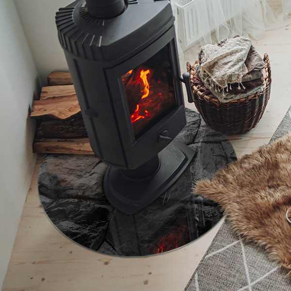 Placă rotundă din sticlă pentru șemineu Stil de piatră într-o versiune naturală