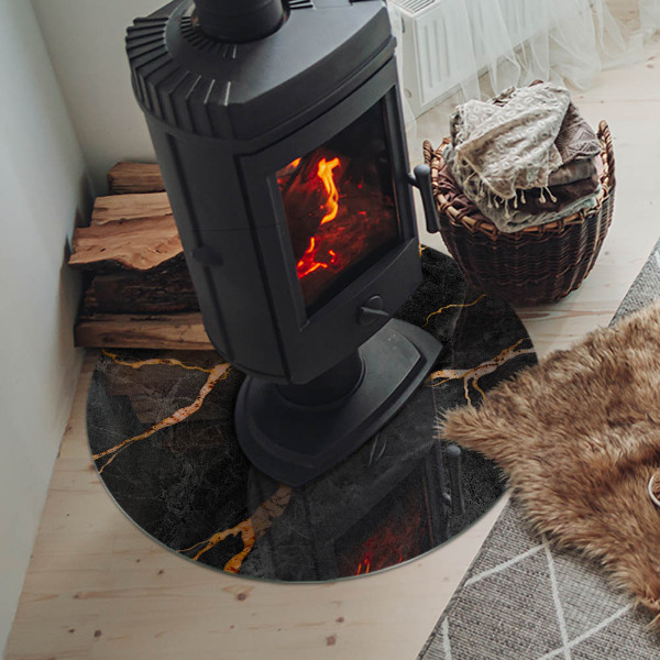 Placă de sticlă rotundă șemineu Stil de marmură cu vene delicate