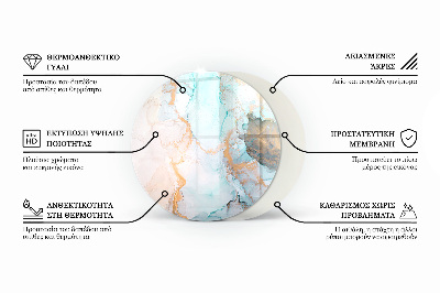 Placă rotundă din sticlă pentru șemineu Motiv abstract de marmură