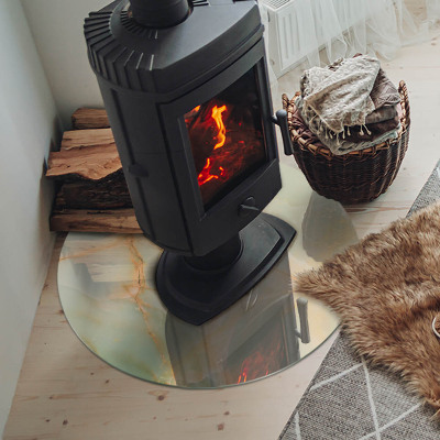 Placă rotundă din sticlă pentru șemineu Motiv abstract de marmură