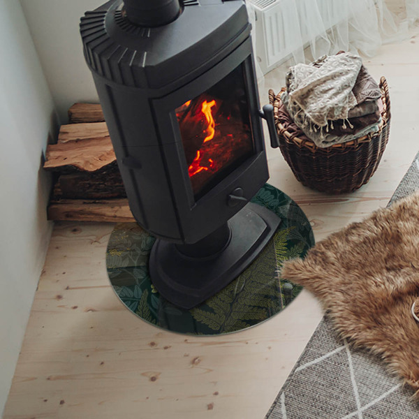 Sticlă rotundă sub sobă Modele de plante cu fluturi