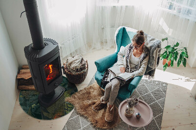 Sticlă rotundă sub sobă Modele de plante cu fluturi