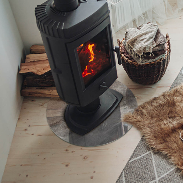 Placă de sticlă rotundă șemineu Model inspirat din piatră