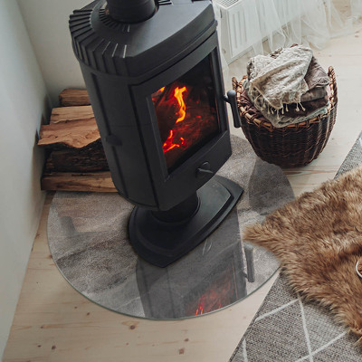 Placă de sticlă rotundă șemineu Model inspirat din piatră