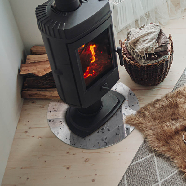 Placă de sticlă rotundă șemineu Model de piatră cu accente mici