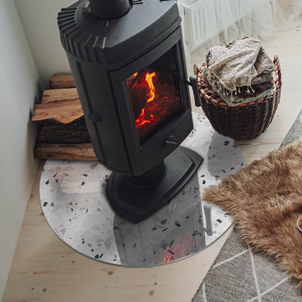 Placă de sticlă rotundă șemineu Model de piatră cu accente mici