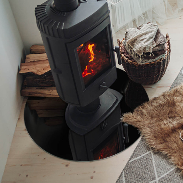 Placă de sticlă rotundă șemineu Culoare Negru