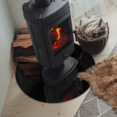 Placă de sticlă rotundă șemineu Culoare Negru