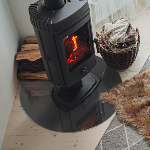 Placă rotundă din sticlă pentru șemineu Culoare: Gri-maro