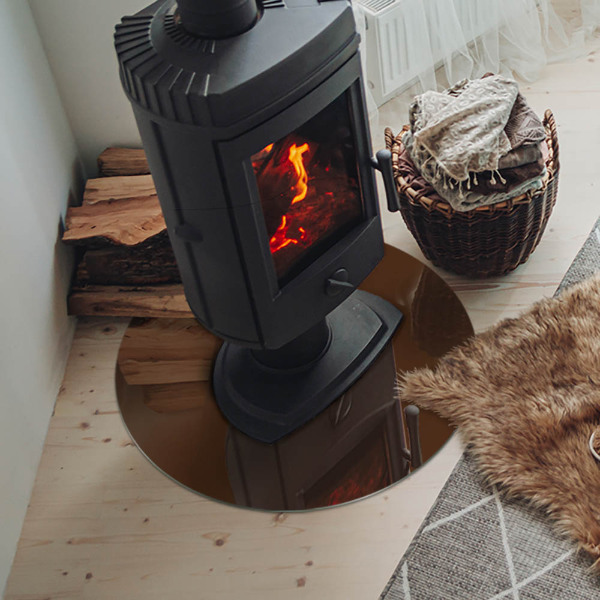 Placă de sticlă rotundă șemineu Culoare Maro