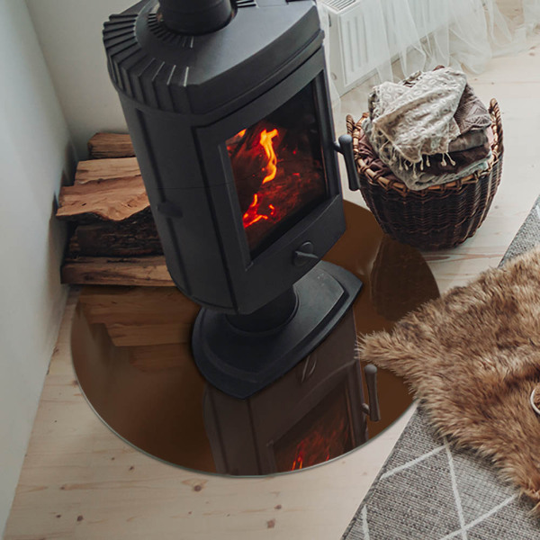 Placă de sticlă rotundă șemineu Culoare Maro