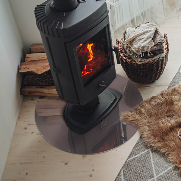 Placă de sticlă rotundă șemineu Culoare bej